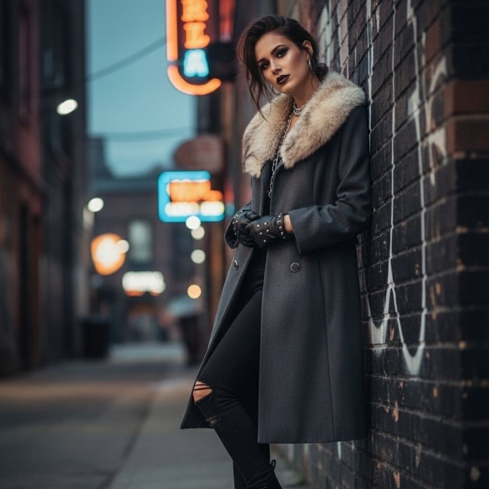 Vintage 1960s Youthcraft Union Made Wool Coat with Fur Collar